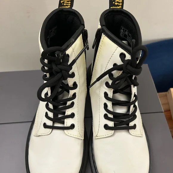 Dr. Martens White and Black Leather Boots - Picture 4 of 5